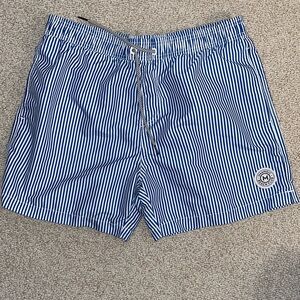 Nautical Blue Striped Men's Swim Trunks